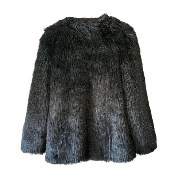 Hudson Bay Black Faux Fur Shaggy Jacket - Picture 3 of 13